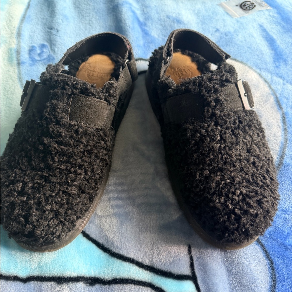 Dr. Martens Black Fuzzy Mules